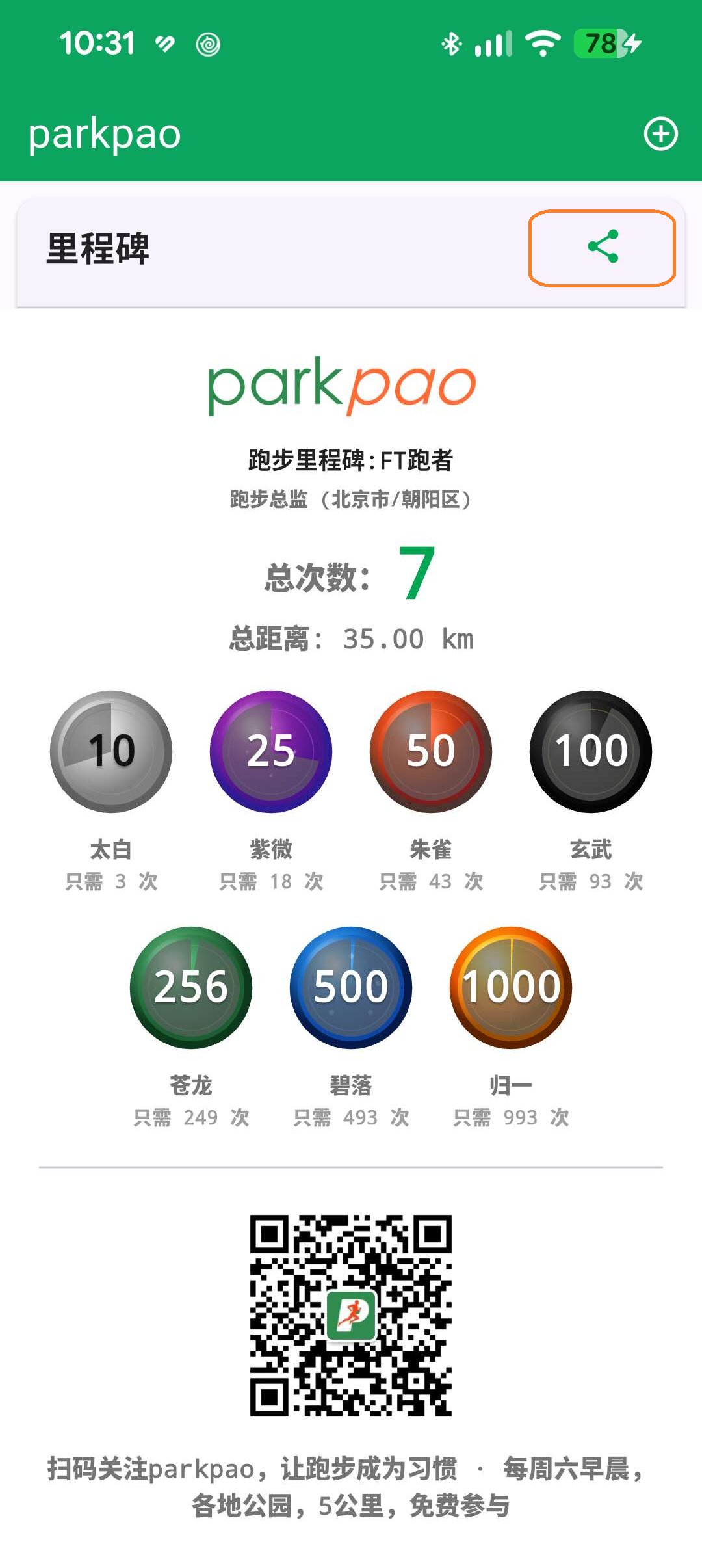 parkpao 里程碑勋章